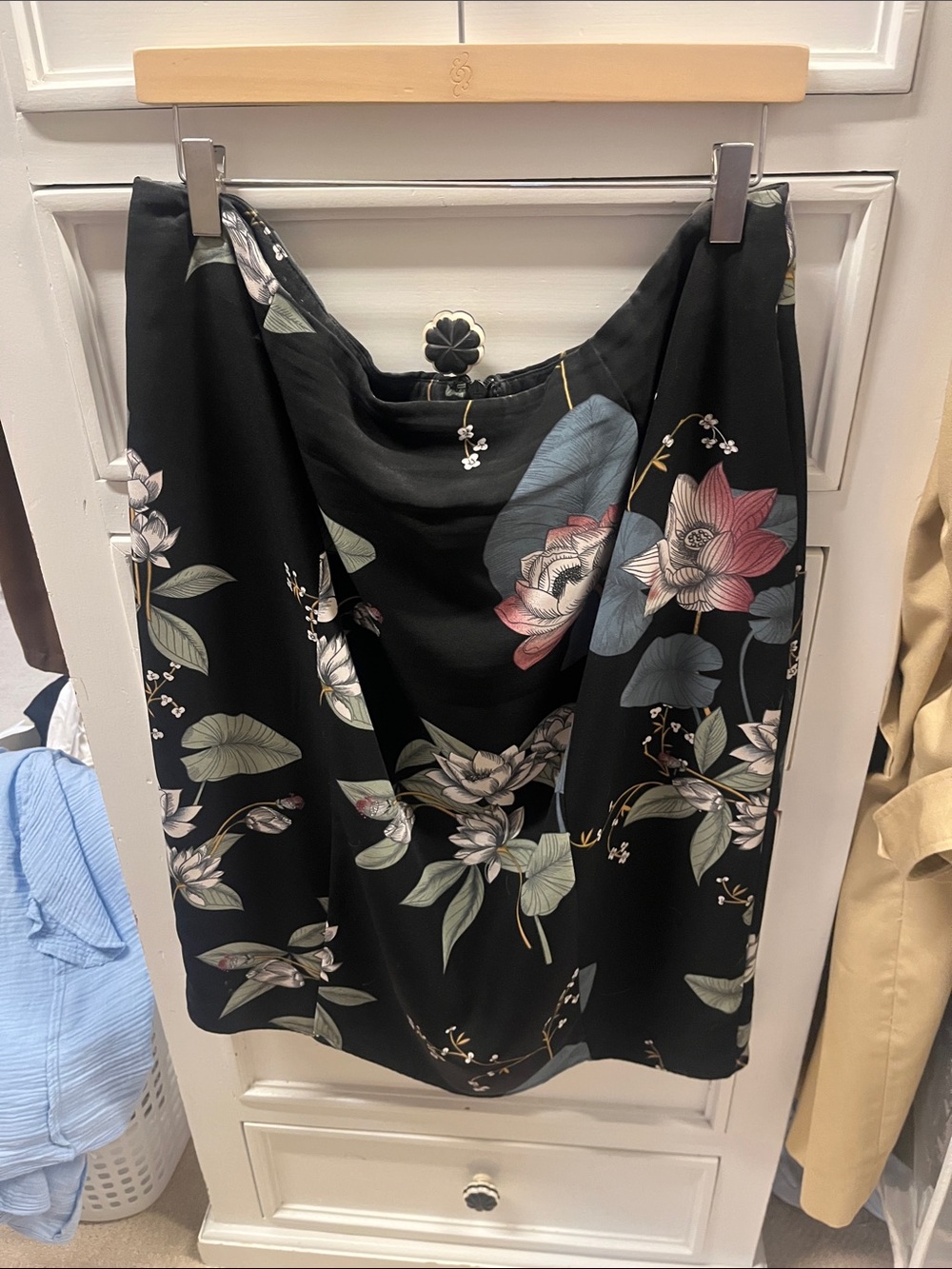 City Chic Black Floral A-Line Skirt